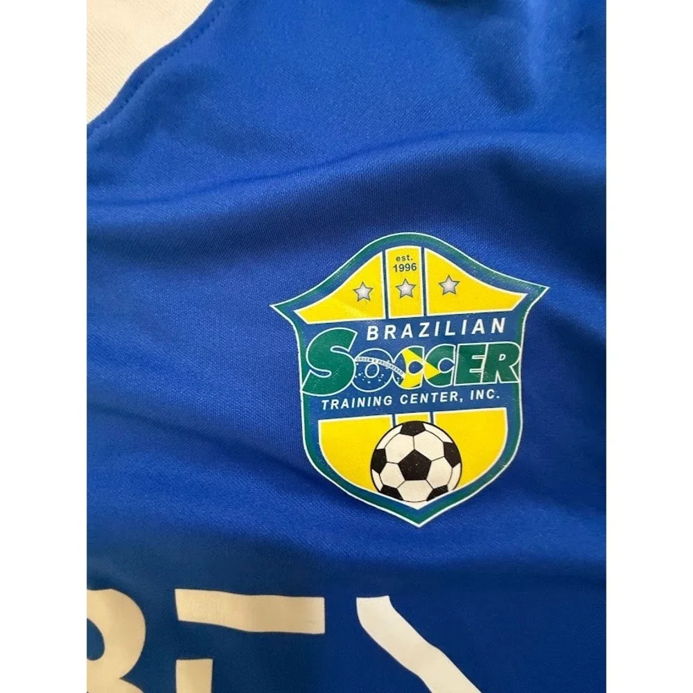 Brazilian GENOA Soccer Academy #17 Nike DRI-FIT Jersey Boys L Blue Short Sleeve.